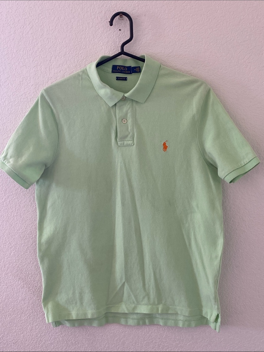 Polo by Ralph Lauren Men’s Light Green Polo with Orange Pony Size M